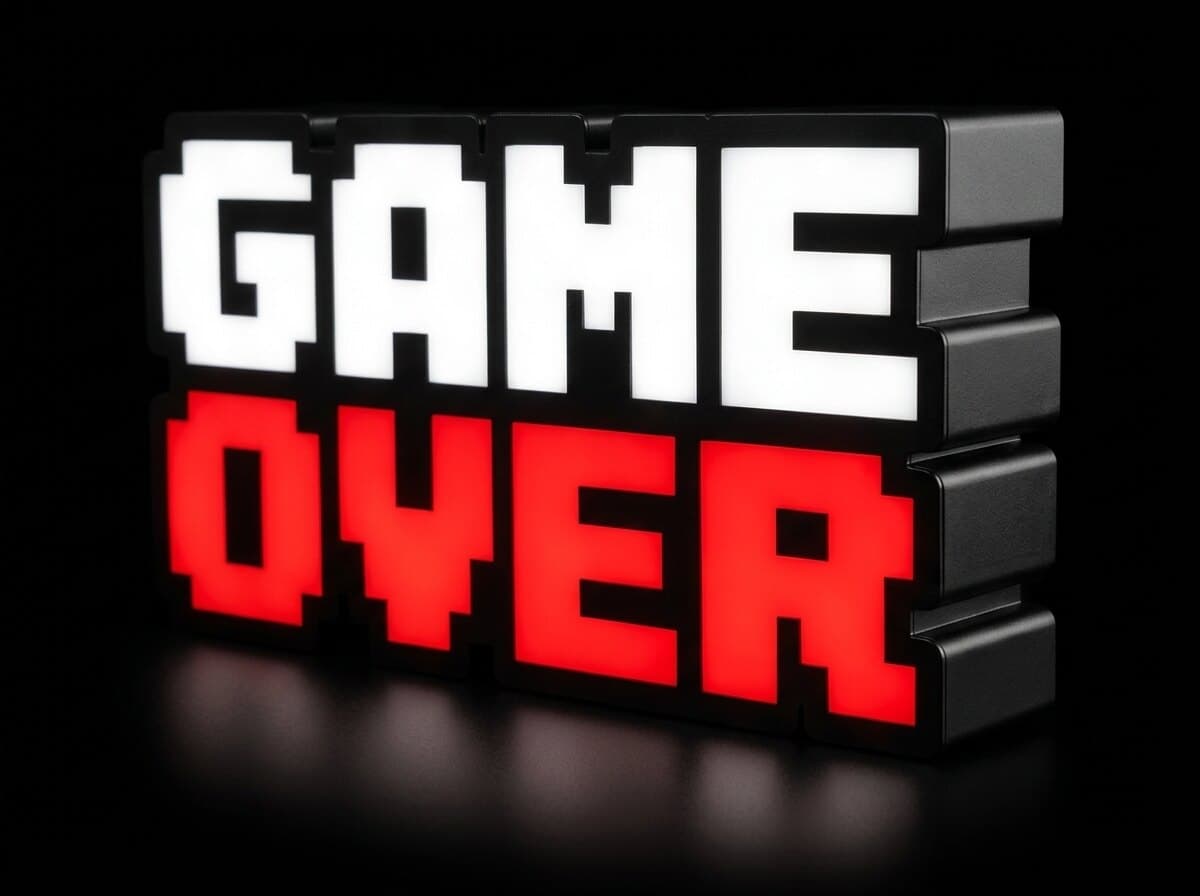 Game Over Işıklı Kutu, açılı görünüm