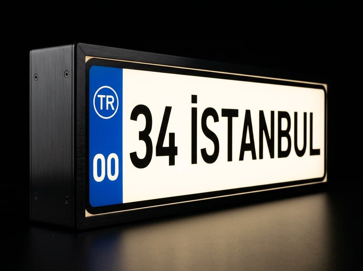 34 İSTANBUL Plaka Işıklı Kutu, açılı görünüm
