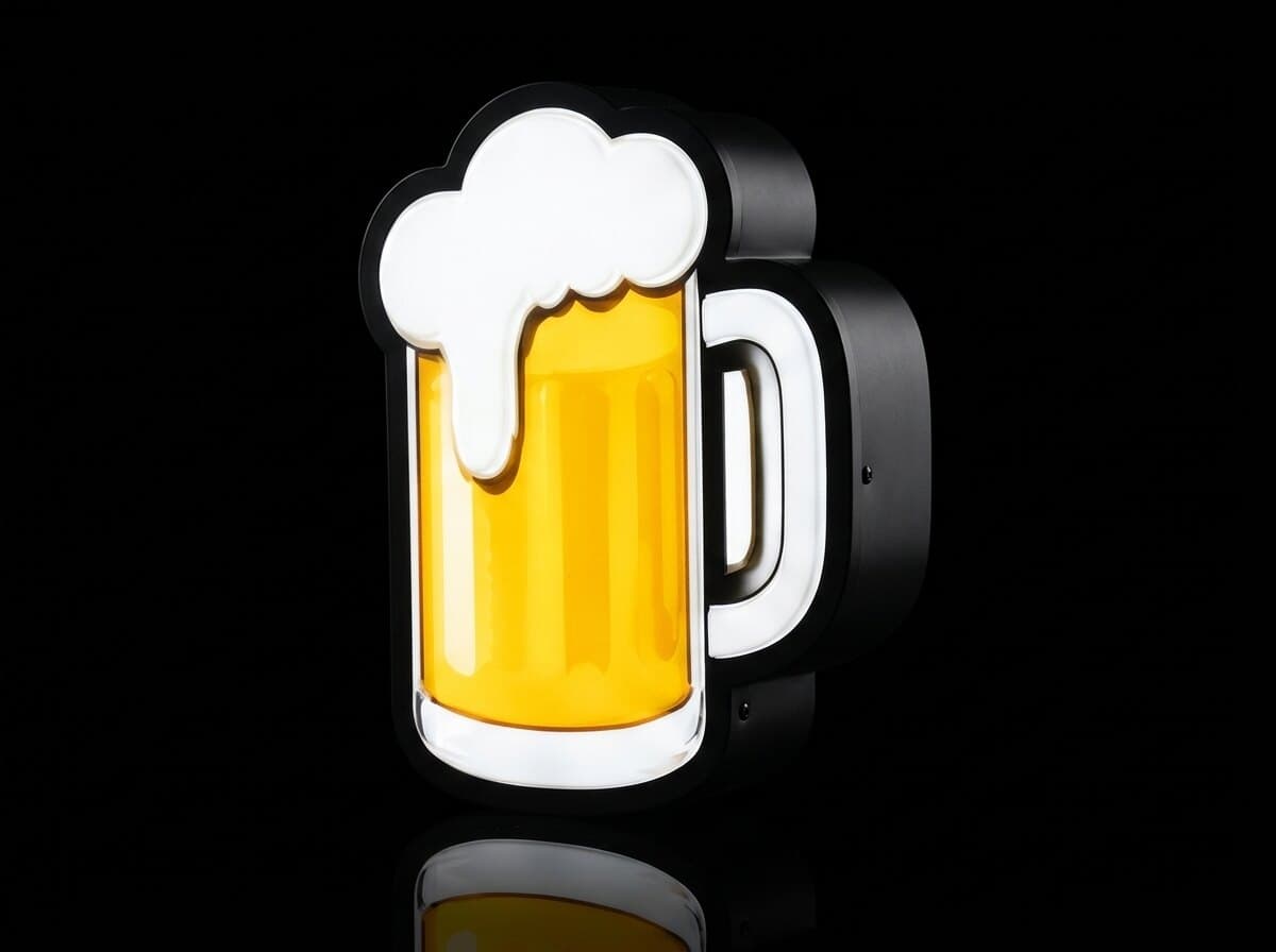 Bira Bardağı Işıklı Kutu, açılı görünüm
