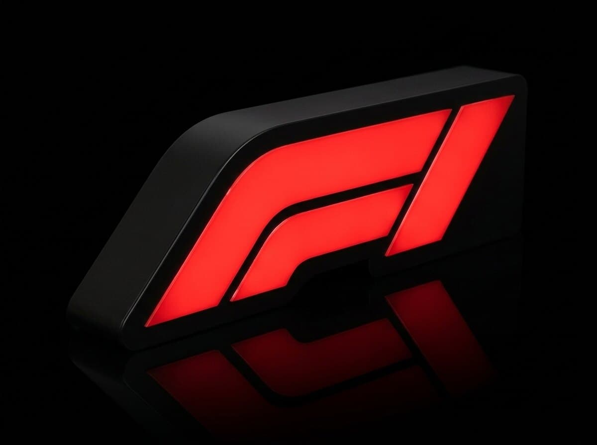 F1 Işıklı Logo Kutusu, açılı görünüm