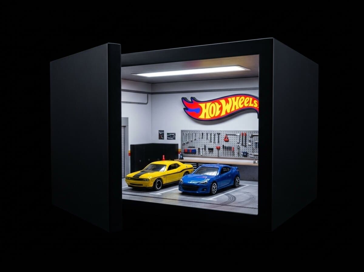 Hot Wheels Garaj Diorama, açılı görünüm