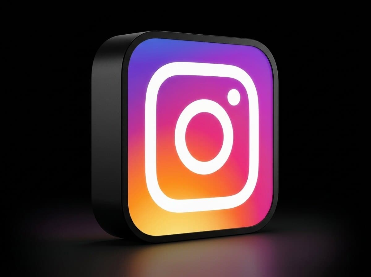 Instagram Işıklı Logo Kutusu, açılı görünüm