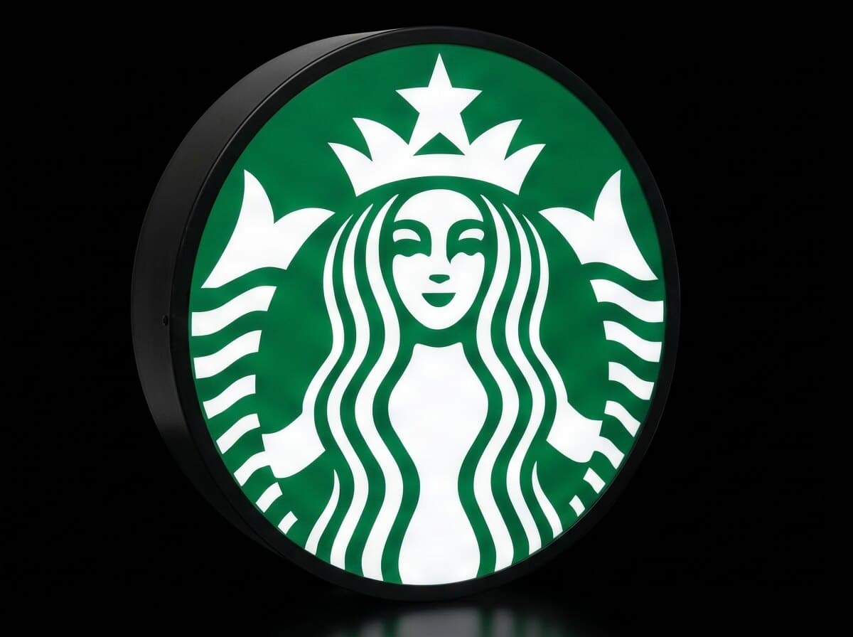 Starbucks Işıklı Logo Kutusu, açılı görünüm