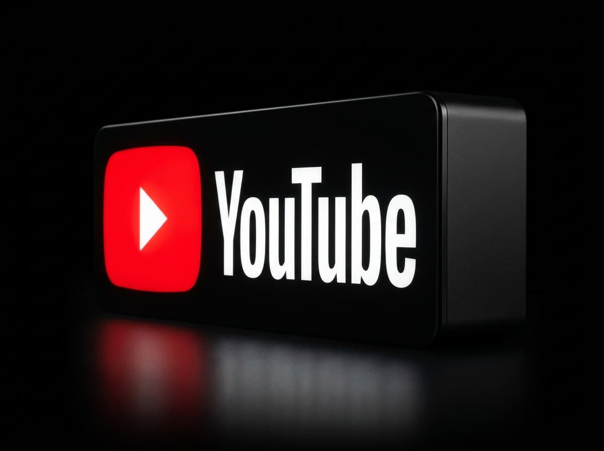 YouTube Işıklı Logo Kutusu, açılı görünüm